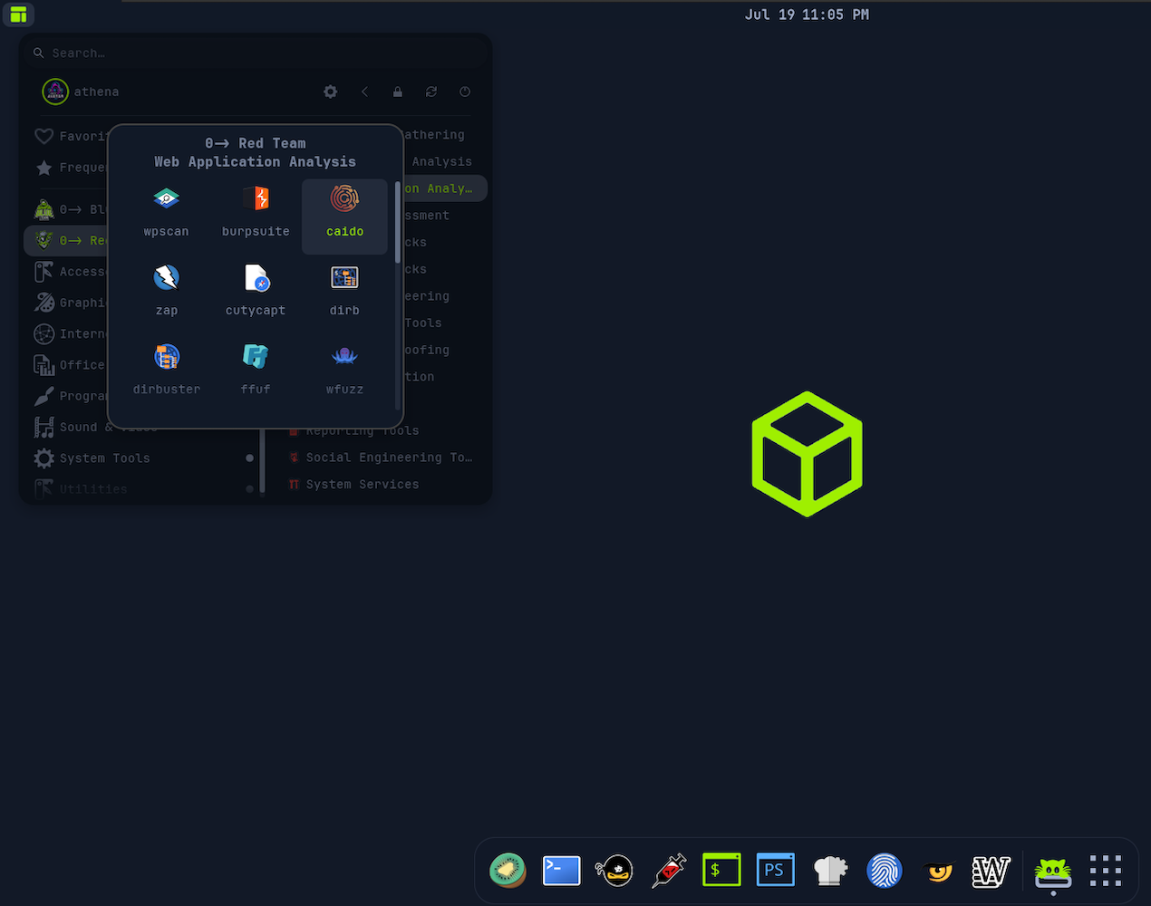 Athena OS menu.