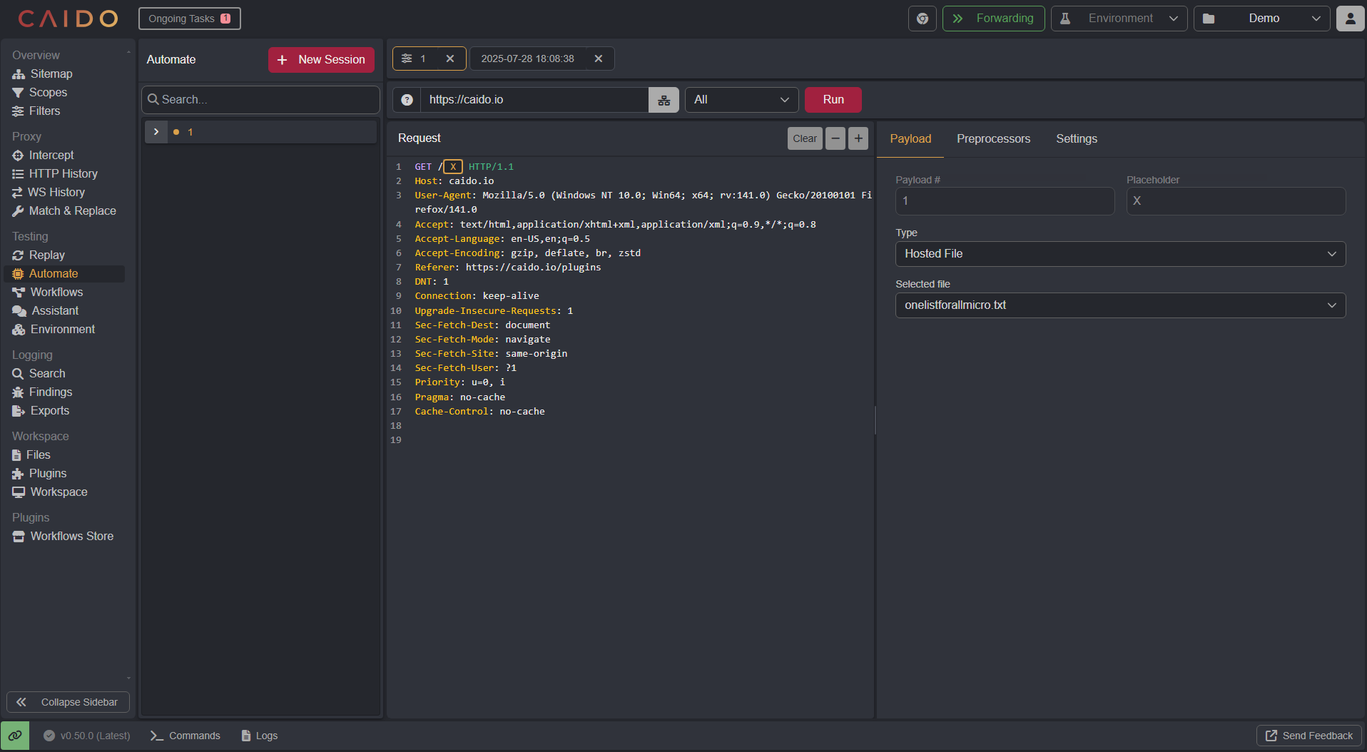 The Automate interface.