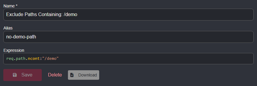 Saving a filter preset.