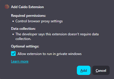 Add FoxyProxy pop-up window.