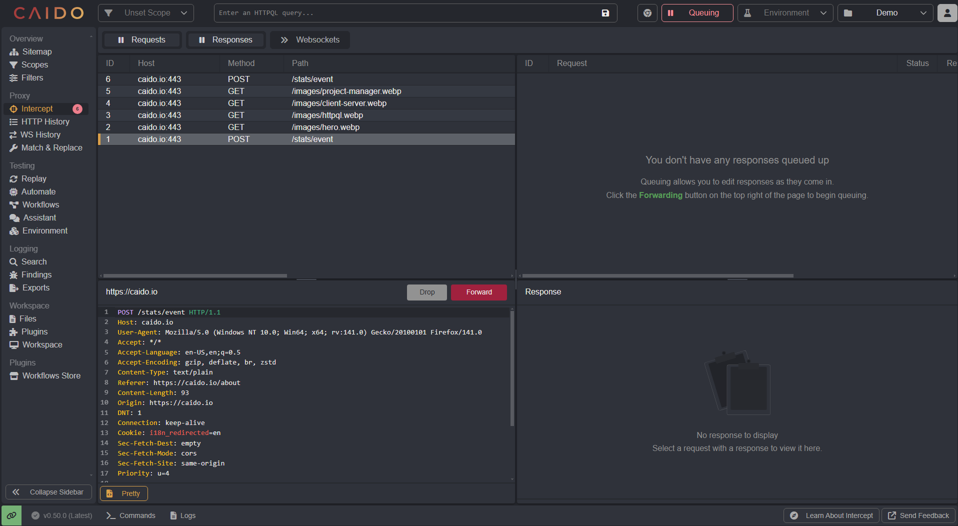 The Intercept interface.