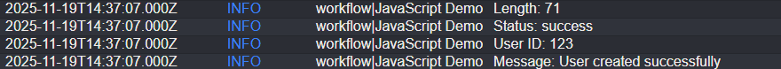 JSON response body data console log.